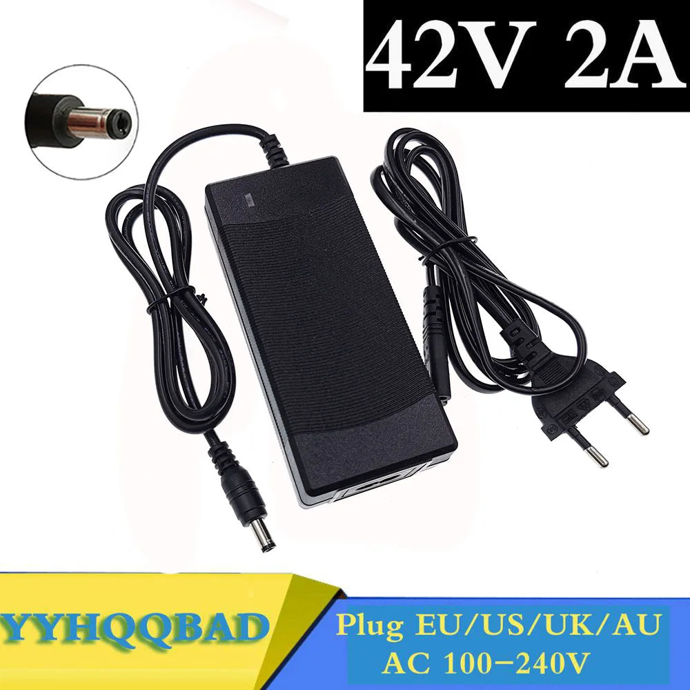 Carregador de Bateria 36V 2A, Saída 42V 2A, Entrada 100-240 VAC, Carregador de Lítio Li-ion Li-poly para Bateria 36V de 10 Células