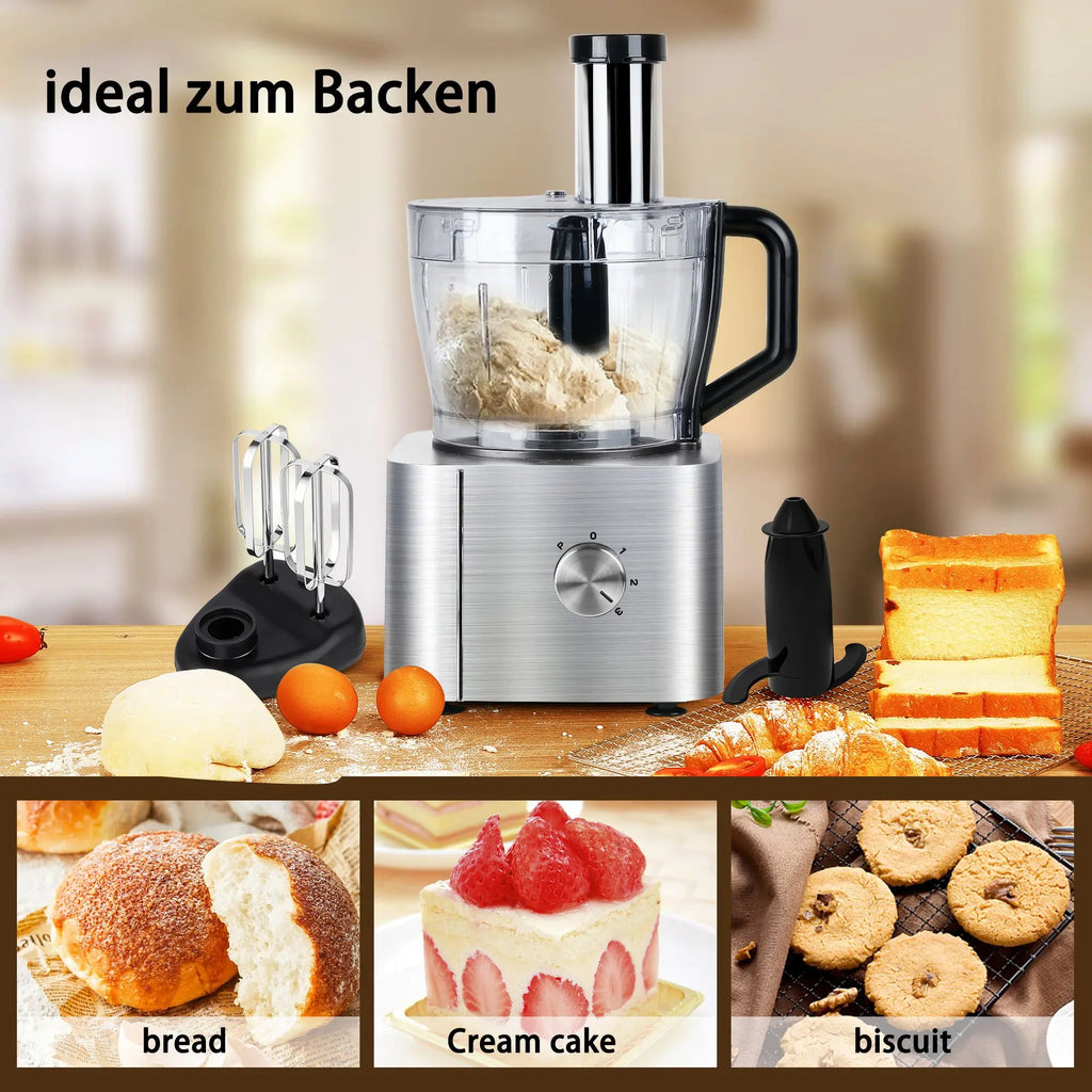 Food Processor, 11-in-1 Food Processor and Blender with Chopping Blending Kneading Grinding Whisking Juicing, 1100W