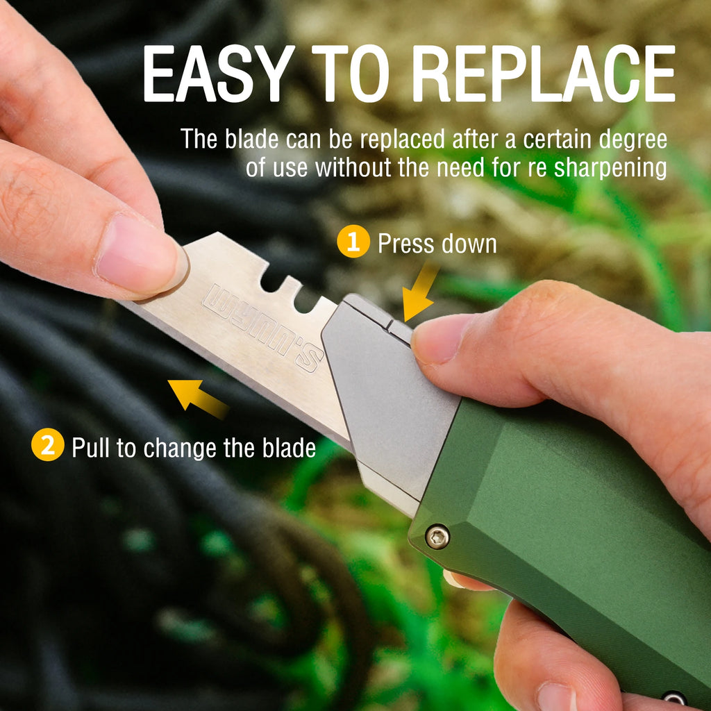 TGZUO Aluminum  Retractable Utility Knife with Window Breaker OTF Slider Pocket Knife CNC Precision Quick Change Blade EDC Tool