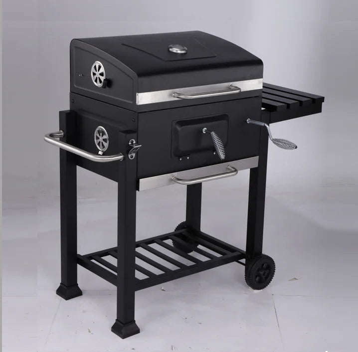 Charcoal Bbq Grill and Smoker Trolley Barrel Smoker Bbq Grills with Side Table