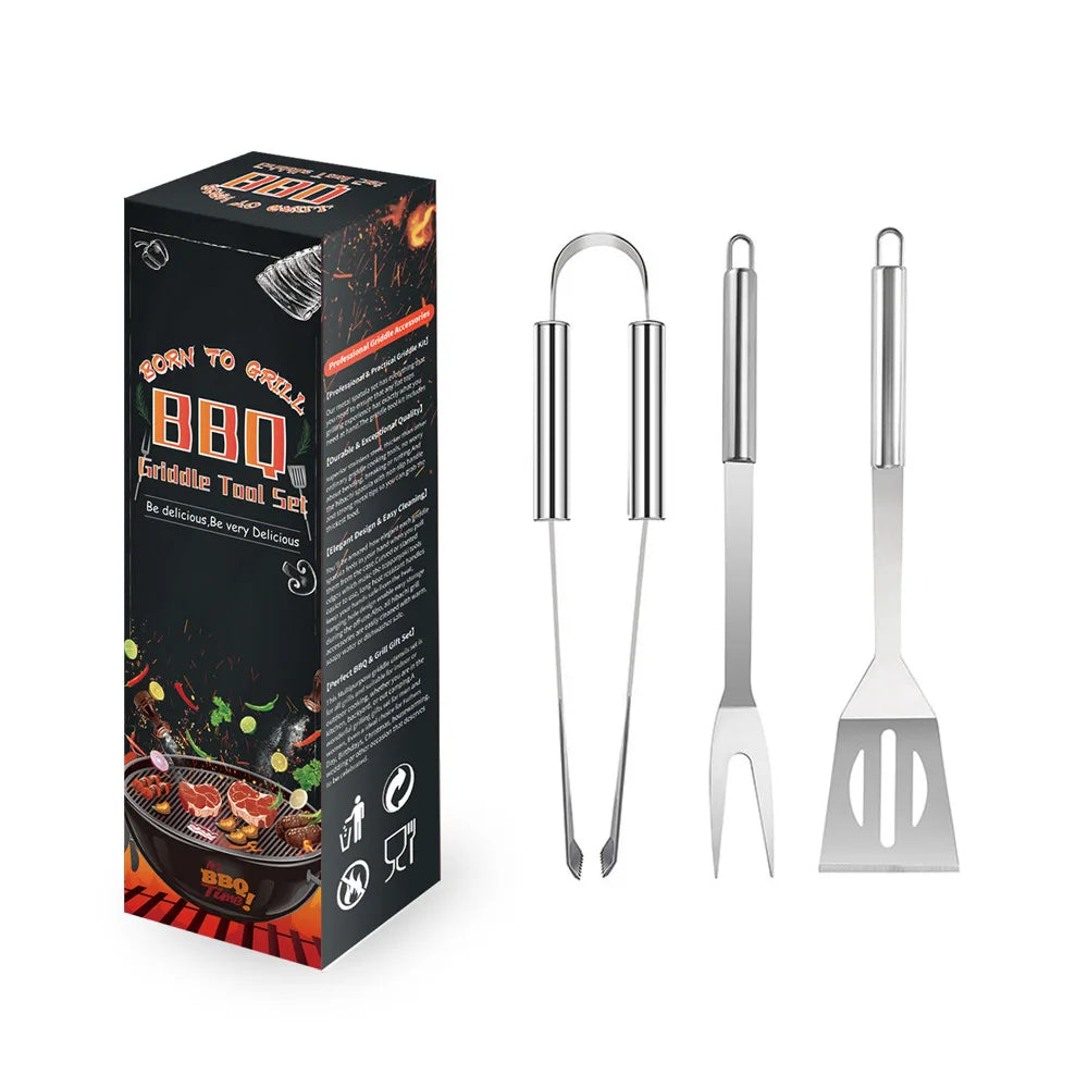 Stainless Steel Barbecue Tools Suit Paper Box Household Outdoor Portable Grill with Cleaning Brush BBQ Combination