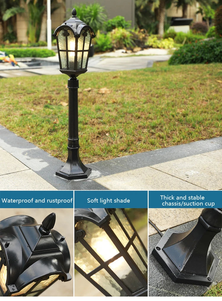 Luzes de LED para Jardim ao Ar Livre, Estilo Vintage Europeu, Impermeáveis IP54, 80CM, Lâmpadas Pretas E27 para Iluminação de Paisagismo em Jardins e Quintais AC85-265V
