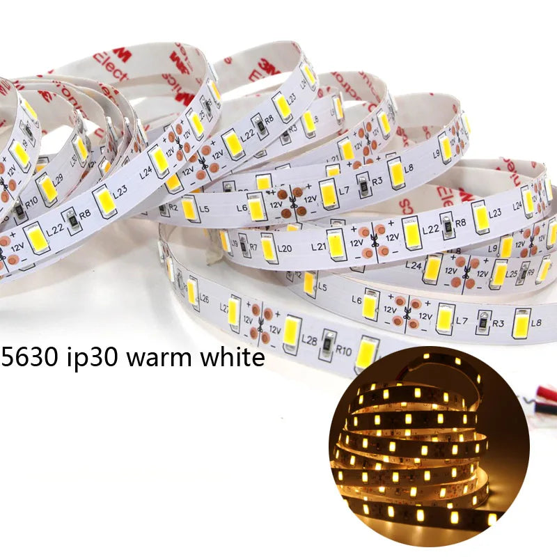1/2/3/4/5m de alta qualidade conduziu a luz tira 5630 smd 12v fita lâmpada super brilhante led diodo fita decoração para casa led string Kasa & Pet