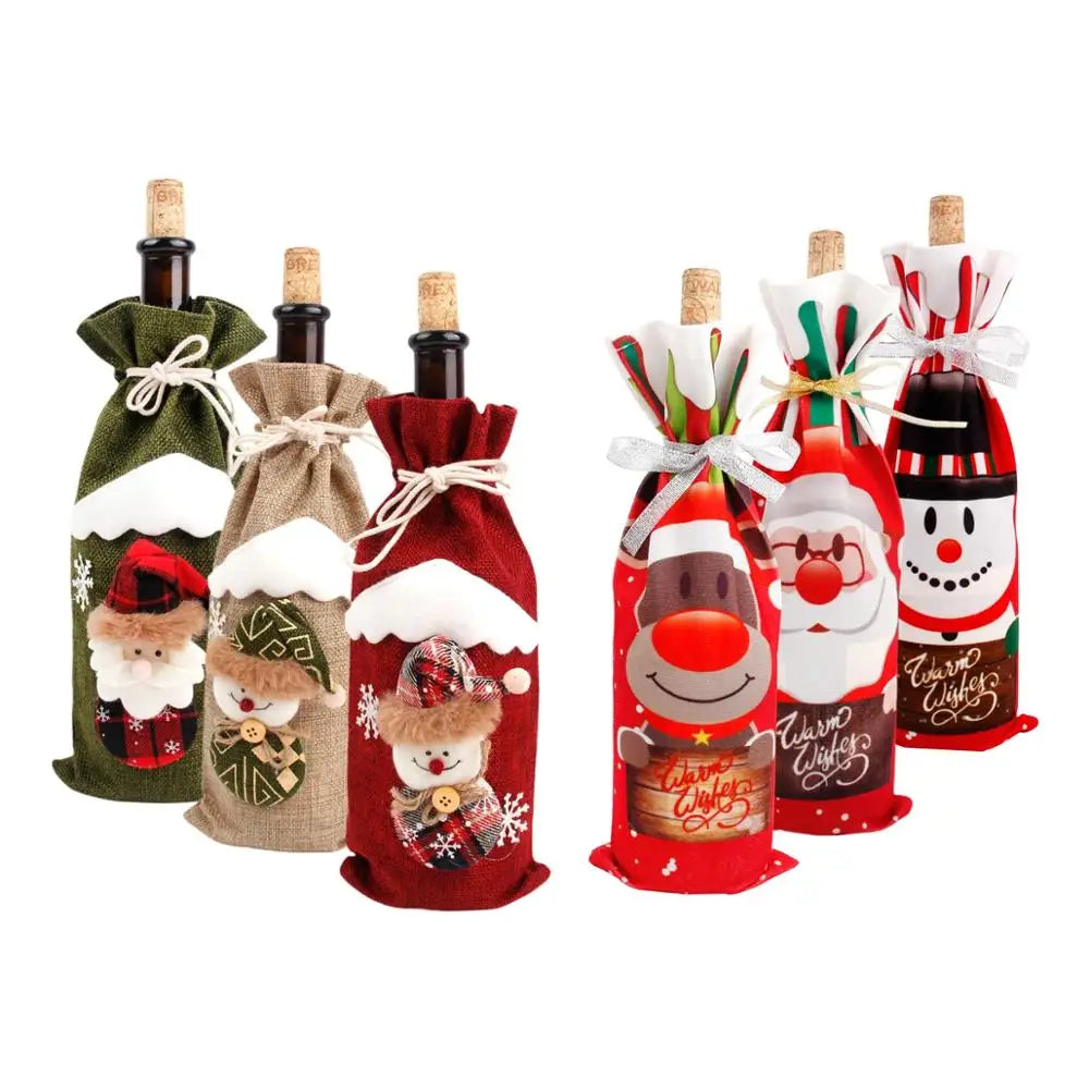 Natal garrafa de vinho capa feliz natal decorações para casa 2025 navidad noel natal ornamentos presente de natal feliz ano novo 2026