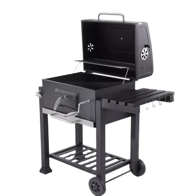 Charcoal Bbq Grill and Smoker Trolley Barrel Smoker Bbq Grills with Side Table