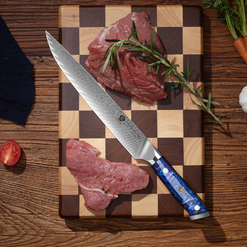 WILDMOK 9 Inch Damascus VG10 High Carbon Stainless Steel Meat Fruit Cutting Kitchen Slicing Knife with Resin Handle