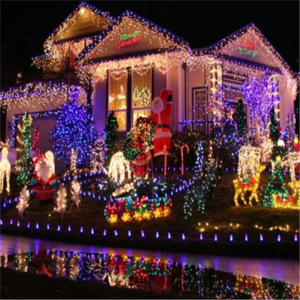 Natal ao ar livre led luzes da corda 100m 50m 30m 20 10 5m luces decoracion luz de fadas luzes do feriado iluminação árvore guirlanda