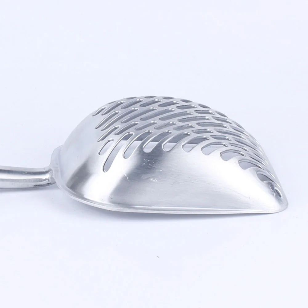 Colher grande da areia do gato do metal, Peneira Kitty com pá profunda, Punho ergonômico, Feito de alumínio sólido resistente
