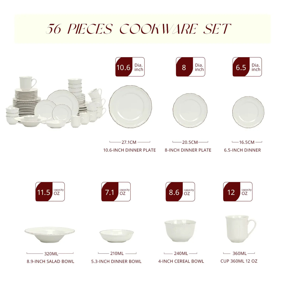 Dinnerware Sets Ceramics Tableware White Stoneware Gift Ceramic Plates and Bowls for Home Kitchen