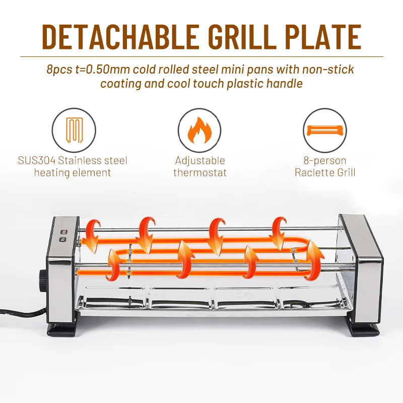 Certified CE CB Indoor Electric BBQ Grill Nonstick Smokeless Vertical Barbecue Griddle Detachable Plate Stainless Steel