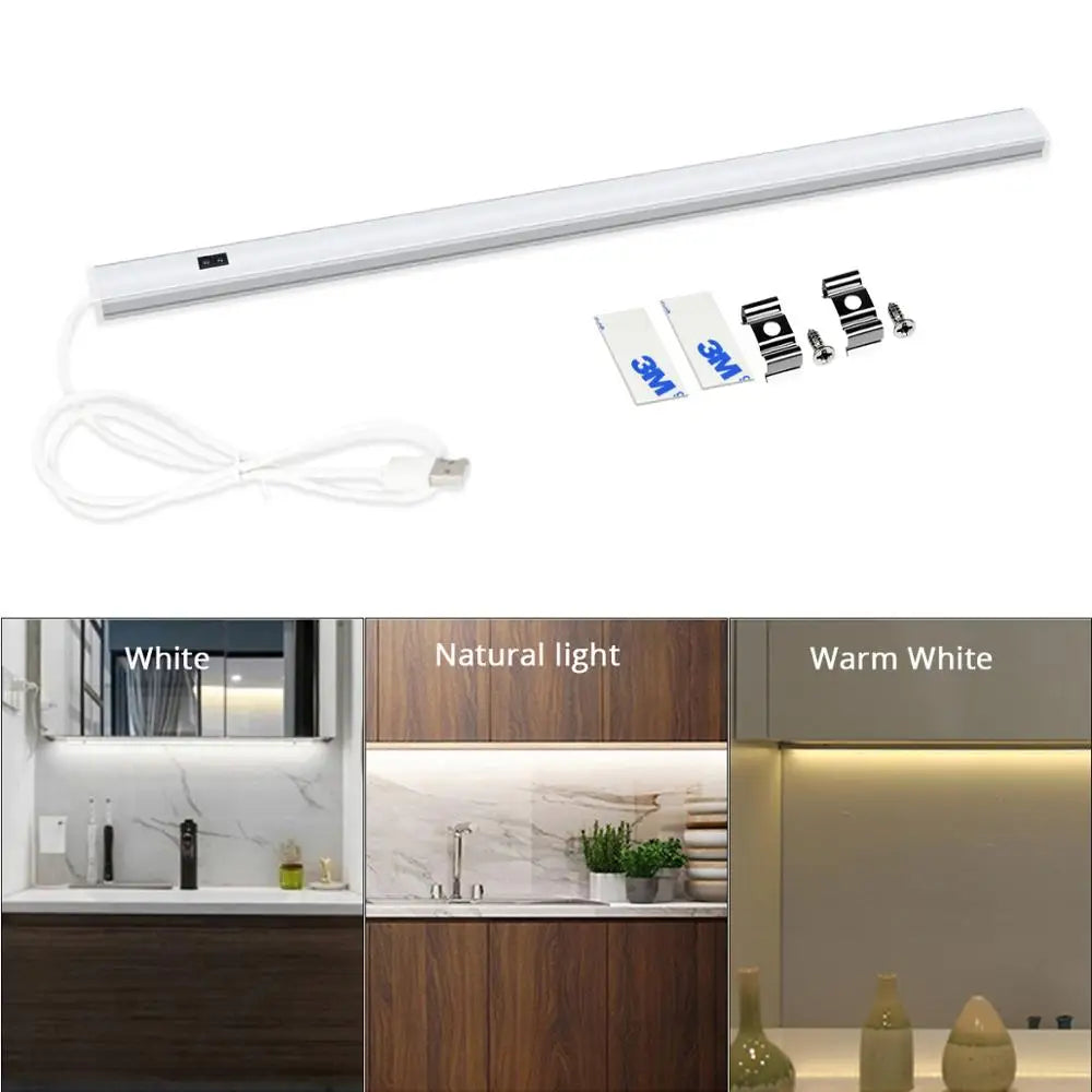 Barra de Luz LED em Perfil de Alumínio 30cm 40cm 50cm Iluminação Interna Luminária para Cozinha Armário Decoração de Natal Luzes de Fundo para Parede