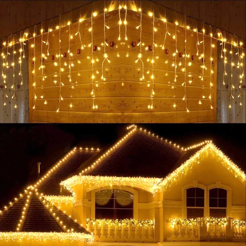 Luzes de natal cachoeira decoração ao ar livre 5m droop 0.4-0.6m luzes led cortina luzes da corda festa ggarden beirais decoração