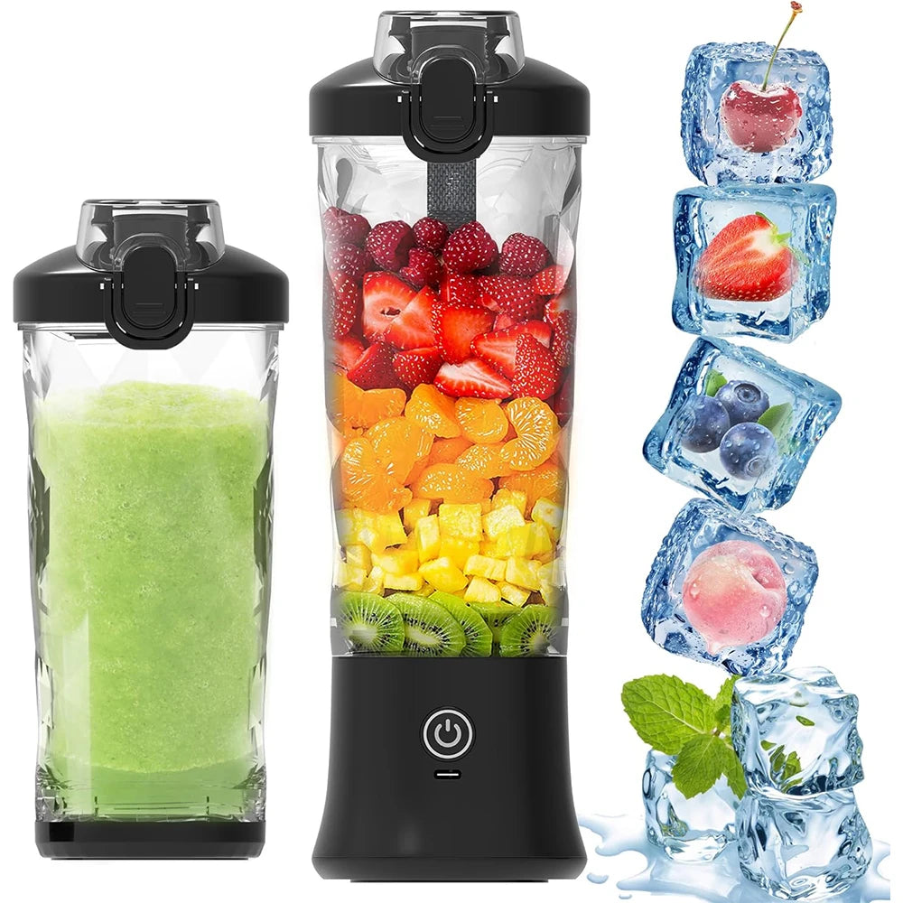 600ml USB Charging Personal Blender 6-Blade Cordless Portable Juicer for Smoothies & Protein Shakes Gym Essentials