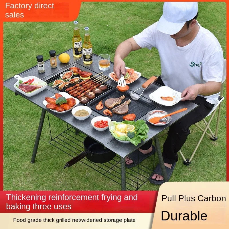Outdoor Stainless Steel Folding Barbecue Grill New Thickened Household Charcoal Barbecue BBQ Grill for Camping Travel BBQ Grill