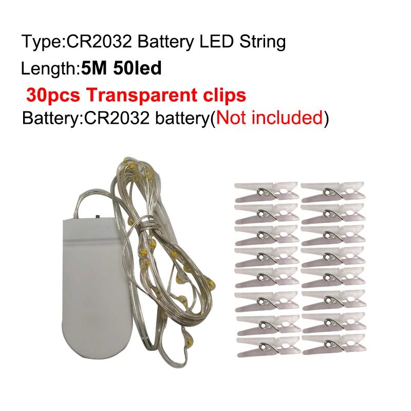 LED String Lights Photo Clip USB Bateria Operado Guirlanda Fada Lâmpada Decoração De Natal Feriado Festa De Casamento Xmas Iluminação - Kasa & Pet