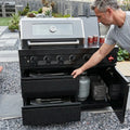 46-inch Black Propane Gas Grill Four Burners Stainless Steel Modern Luxurious Durable Outdoor Kitchen Islands