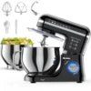 Dual-container Stand Mixer Kitchen Food Stand Mixer with Stainless Steel Bowl, 10 Speeds Beater