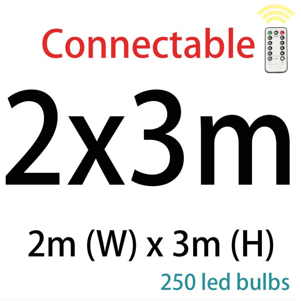 Cortina de led luzes da corda natal luzes de fadas guirlanda para o ano novo casa pátio festa casamento casa decoração ao ar livre - Kasa & Pet