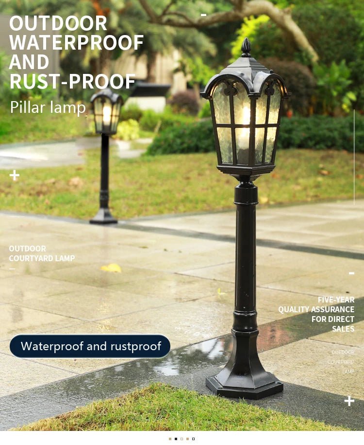 Luzes de LED para Jardim ao Ar Livre, Estilo Vintage Europeu, Impermeáveis IP54, 80CM, Lâmpadas Pretas E27 para Iluminação de Paisagismo em Jardins e Quintais AC85-265V