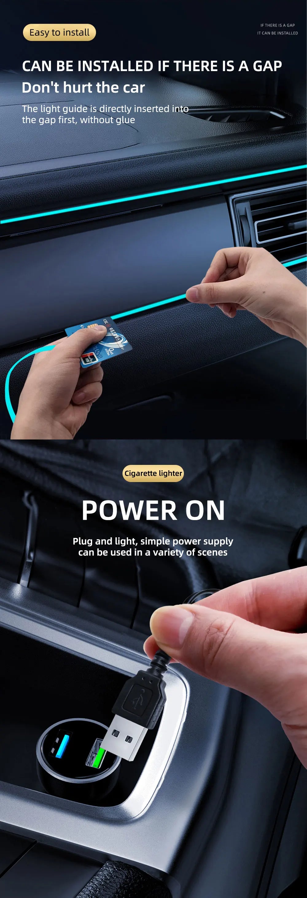 1m/2m/3m/5m interior do carro conduziu a lâmpada decorativa el fiação tira de néon para auto diy flexível luz ambiente festa atmosfera diodo usb