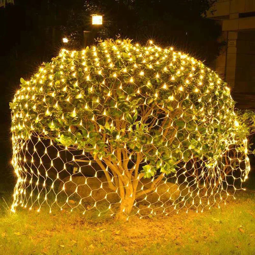 Rede de luzes de natal 6m x 4m led luzes de malha decoração do jardim ao ar livre festão rua guirlanda fada festa de natal decoração de casamento