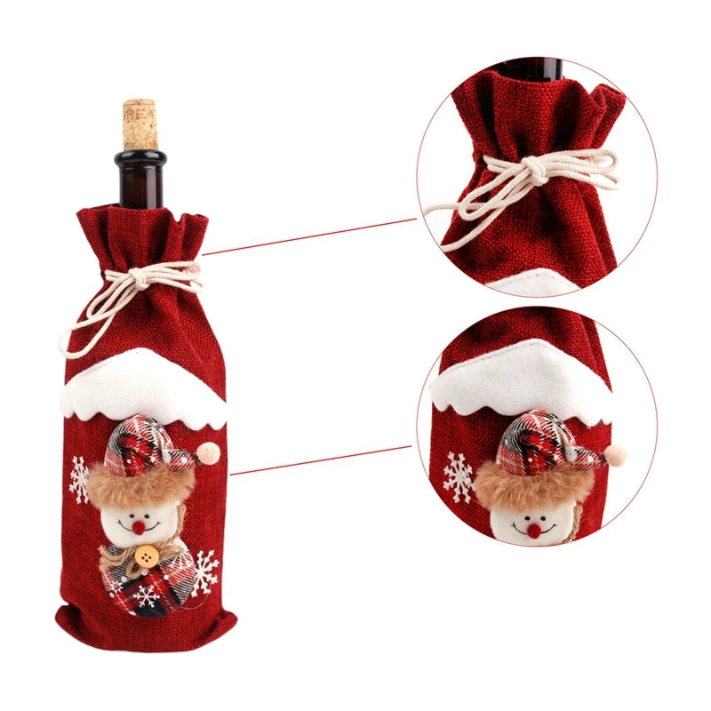 Natal garrafa de vinho capa feliz natal decorações para casa 2025 navidad noel natal ornamentos presente de natal feliz ano novo 2026