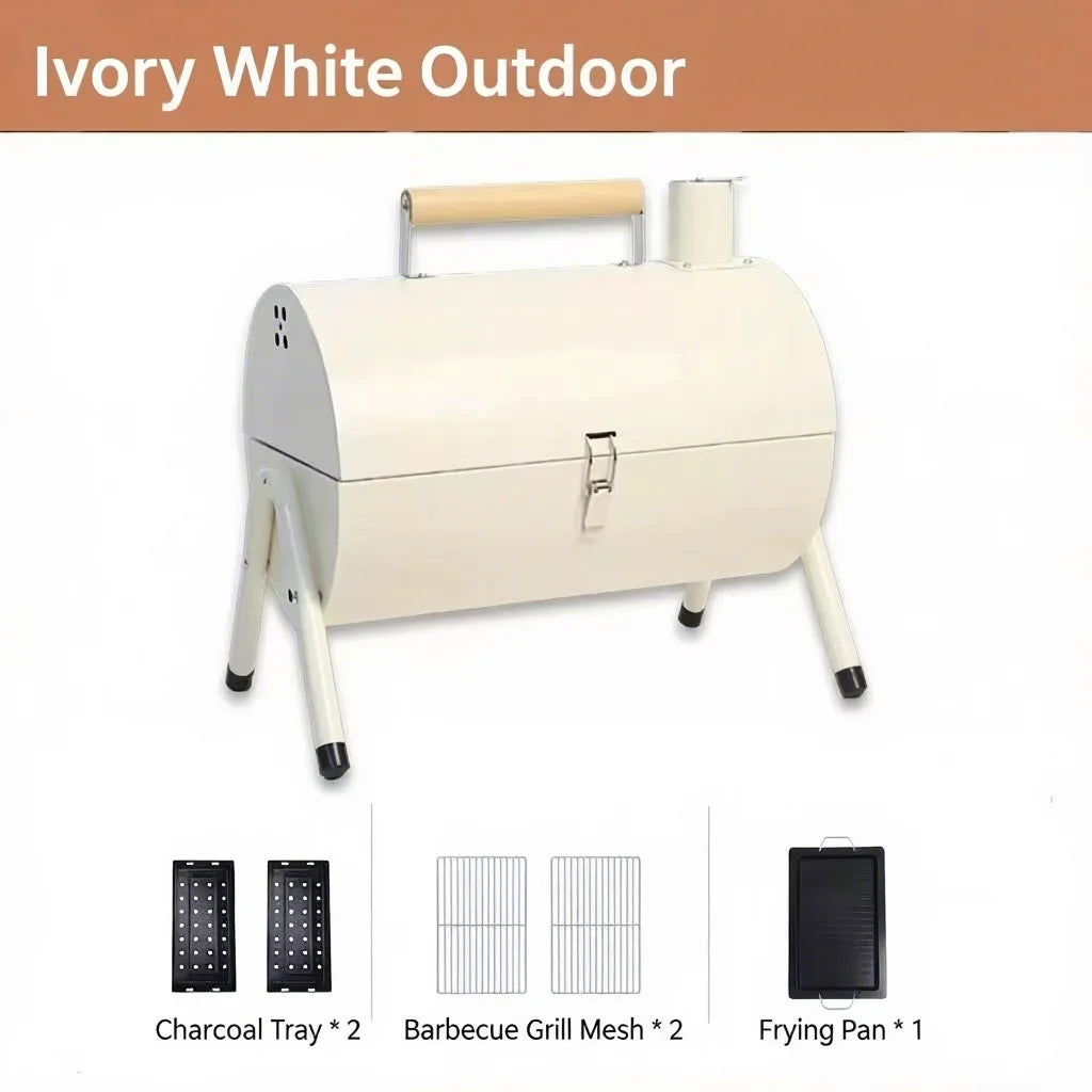 Outdoor Thickened BBQ Grill Portable Multi-Functional with Chimney Double-Sided Household Charcoal Stove Camping Barbecue