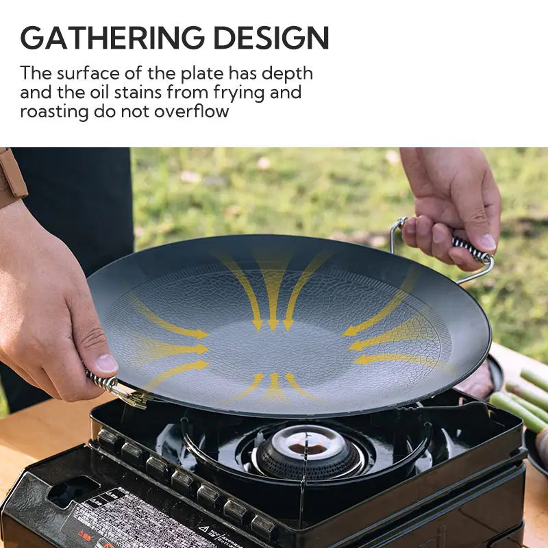 Campingmoon Outdoor Cookware Set Stainless Steel BBQ Grill Plate & Griddle | Non-stick Fry Pans Cooking Pot Utensils for Camping
