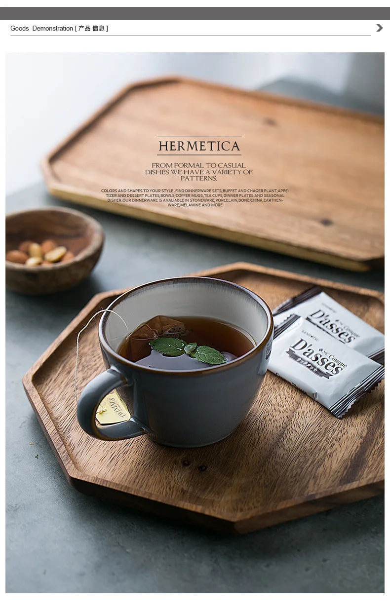 1 unidade de Bandeja Octogonal de Madeira Rústica para Servir Petiscos, Pães, Sobremesas e Exibir Alimentos, Prato de Servir Estilo Campestre
