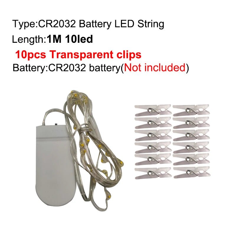 LED String Lights Photo Clip USB Bateria Operado Guirlanda Fada Lâmpada Decoração De Natal Feriado Festa De Casamento Xmas Iluminação - Kasa & Pet