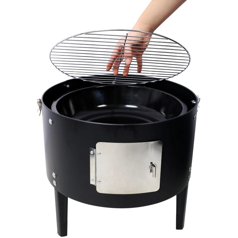 Overseas Stock Free Shipping 17 Inch Steel Charcoal Smoker Heavy Duty Round BBQ Grill for Outdoor Cooking