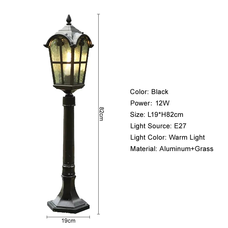 Luzes de LED para Jardim ao Ar Livre, Estilo Vintage Europeu, Impermeáveis IP54, 80CM, Lâmpadas Pretas E27 para Iluminação de Paisagismo em Jardins e Quintais AC85-265V