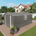 10x14FT Modern Galvanized Steel Garden Tools Storage Shed Waterproof Rodent Proof Eco-Friendly Features Foundation Included Free