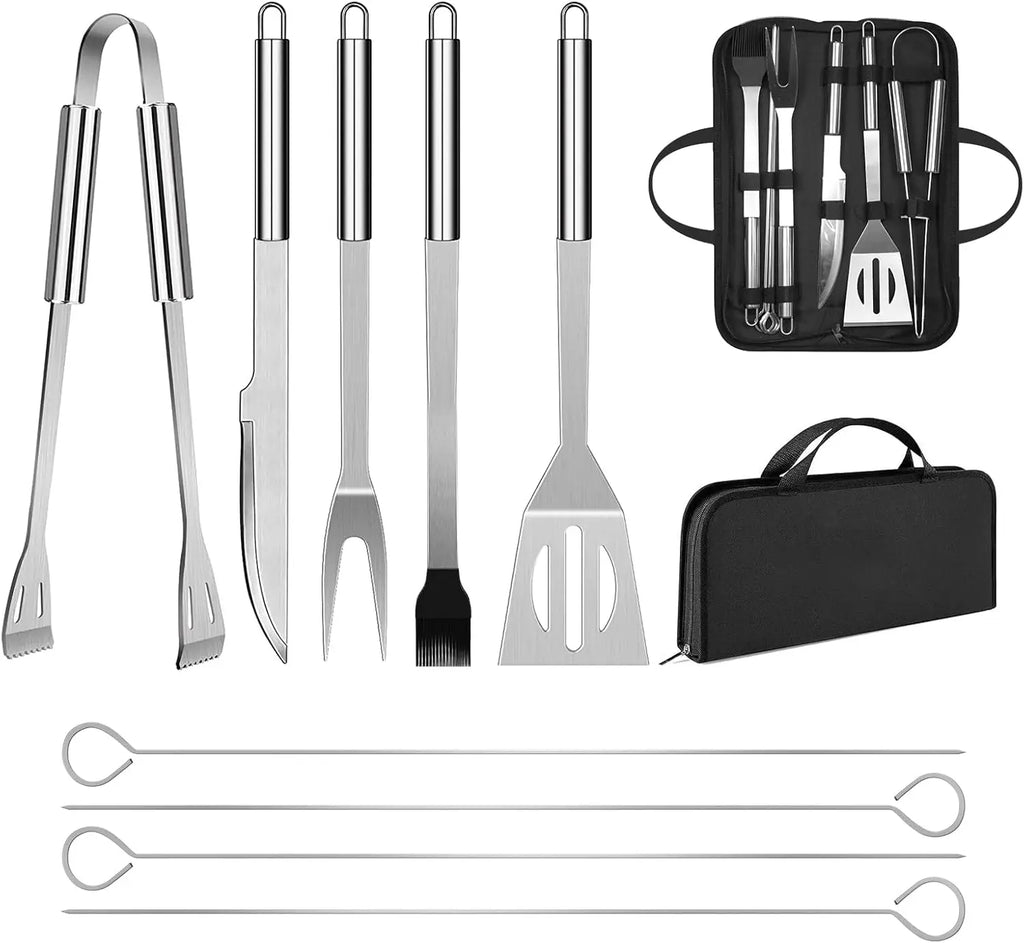 Penobon Stainless Steel Professional BBQ Utensil Set Non-Stick Grilling Surface Heat Resistant Piezo Ignition Flame Safety