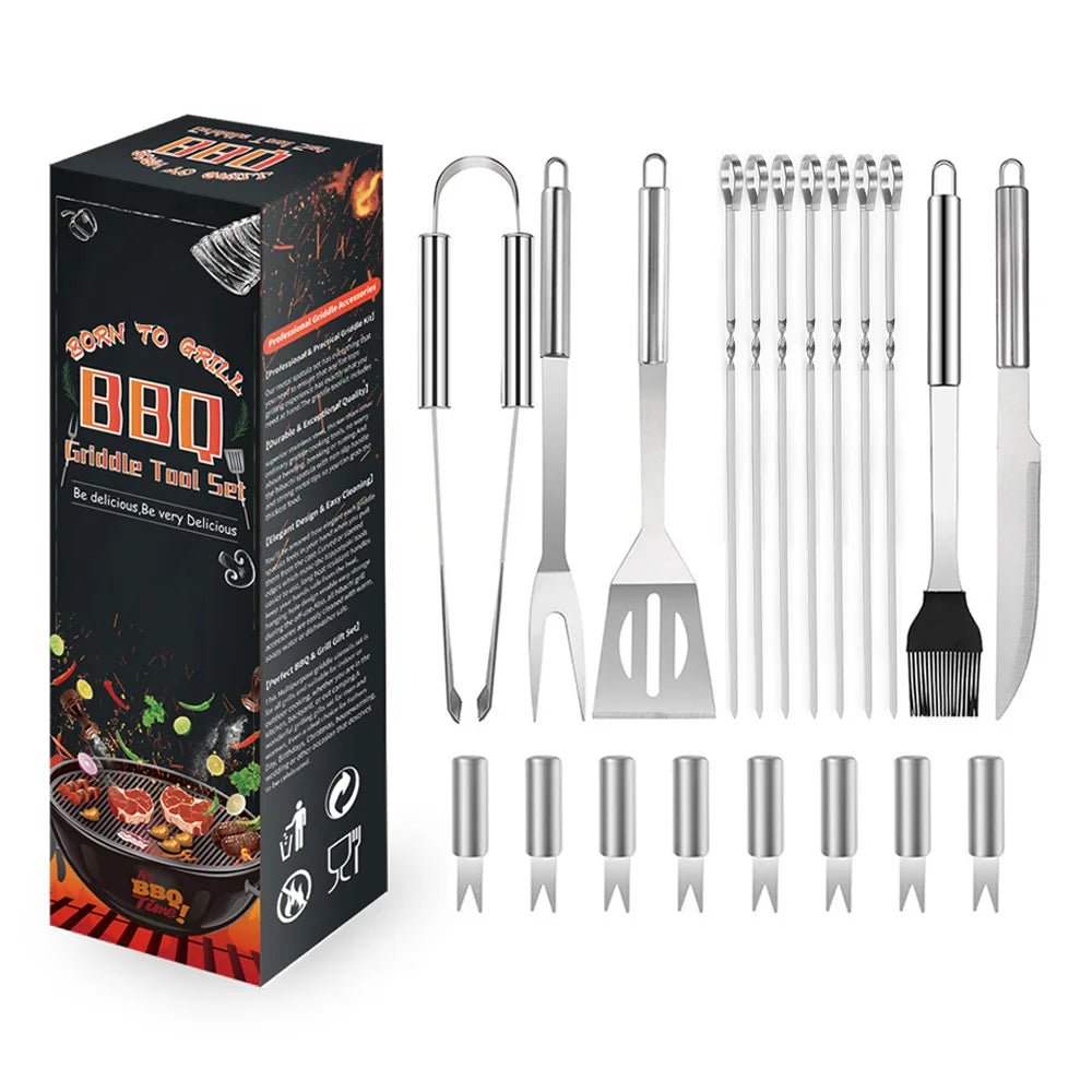 Stainless Steel Barbecue Tools Suit Paper Box Household Outdoor Portable Grill with Cleaning Brush BBQ Combination - Kasa & Pet