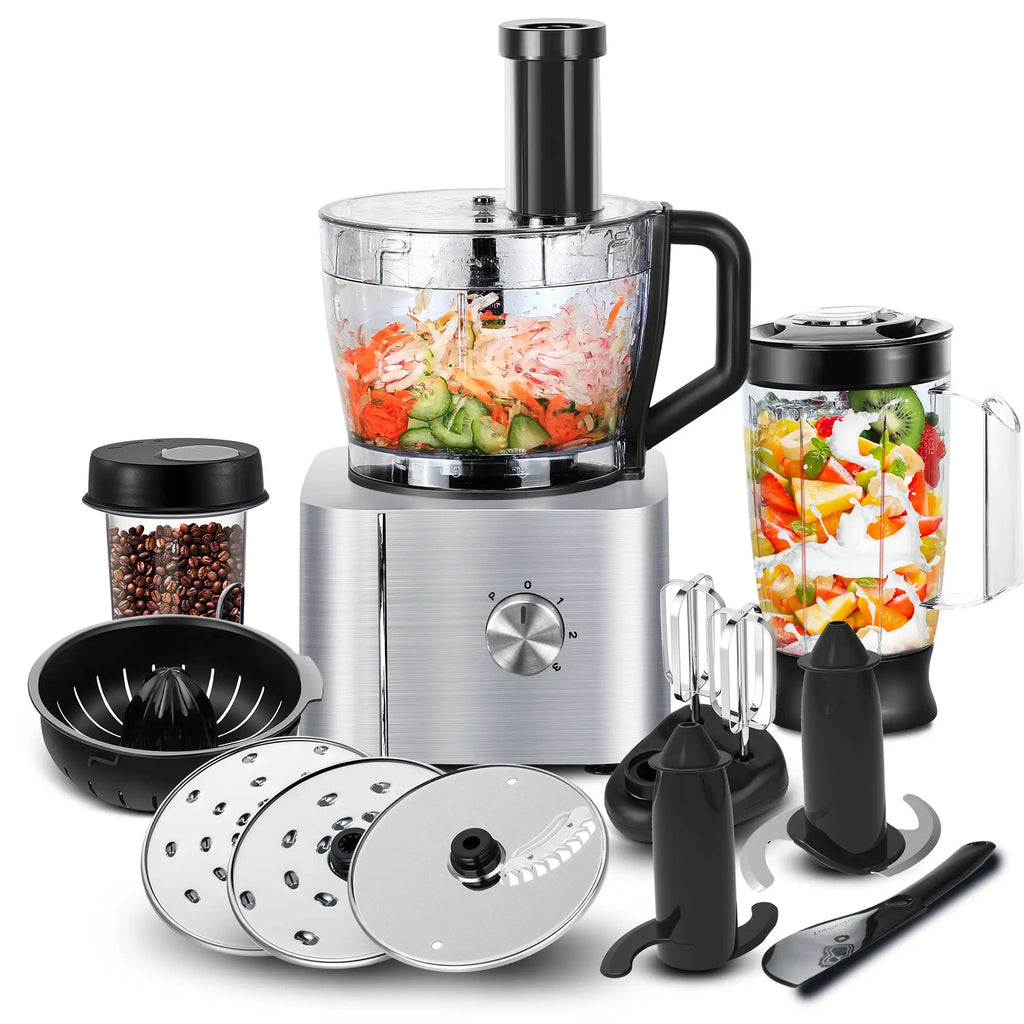 Food Processor, 11-in-1 Food Processor and Blender with Chopping Blending Kneading Grinding Whisking Juicing, 1100W