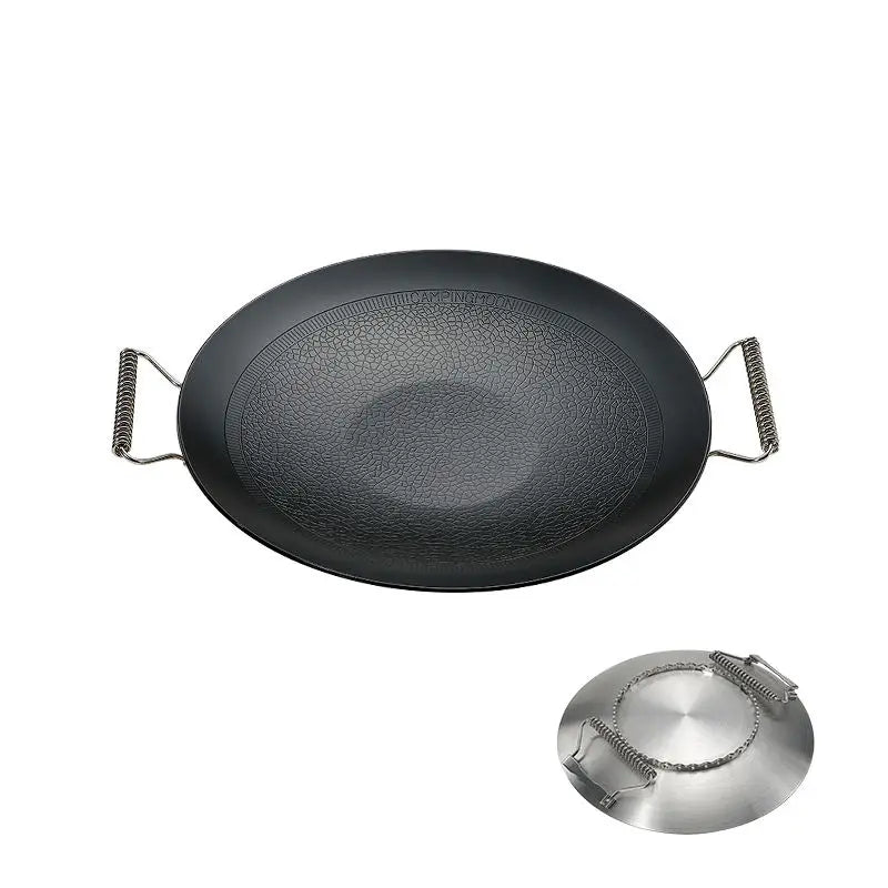Campingmoon Outdoor Cookware Set Stainless Steel BBQ Grill Plate & Griddle | Non-stick Fry Pans Cooking Pot Utensils for Camping