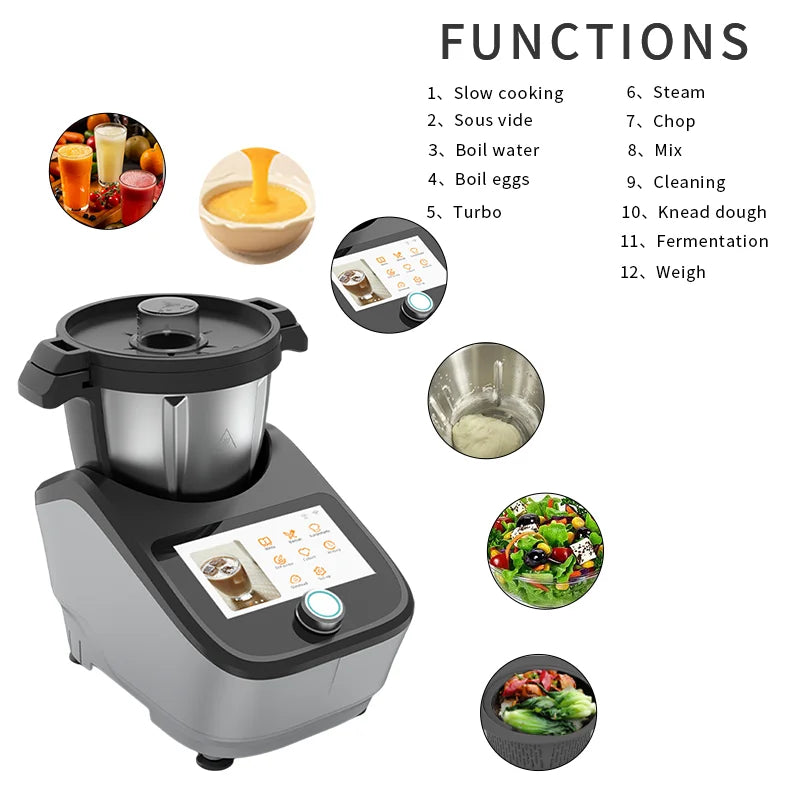 Cooking Food Smart Multifunctional Food Processor,WiFi Built-In,All in 1,Blending,Steaming,Weighing,Mixing,Robot De Cocina