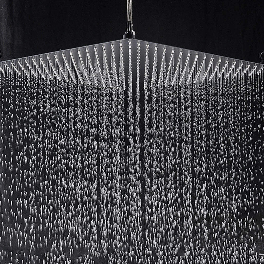 Cabeça de chuveiro de chuva preta com luz LED 20 ''Grande cabeça de torneira de chuveiro de chuva quadrada de latão cabeça que muda de cor