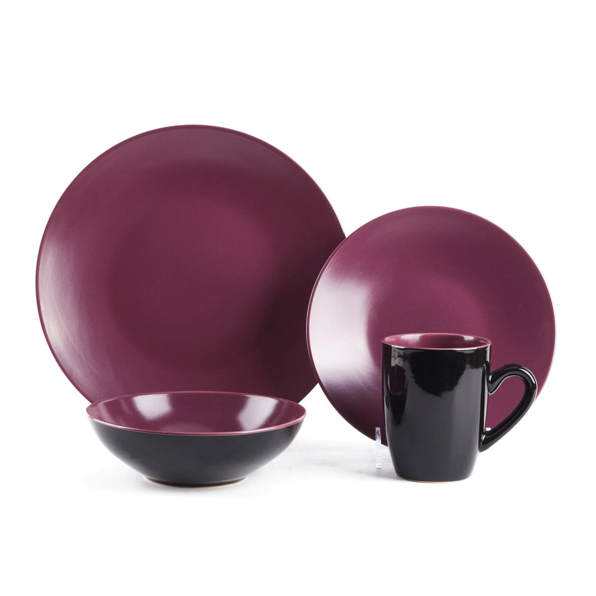 16 Pc Plum Elegant Stoneware Set Popular Hot Selling Kitchen Bowls Plates Ceramic Coffee Mug Dinnerware Sets for 4 People Use