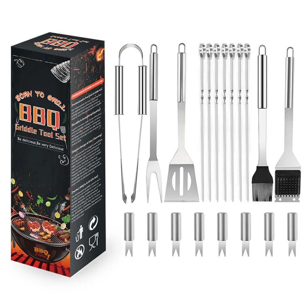 Stainless Steel Barbecue Tools Suit Paper Box Household Outdoor Portable Grill with Cleaning Brush BBQ Combination - Kasa & Pet