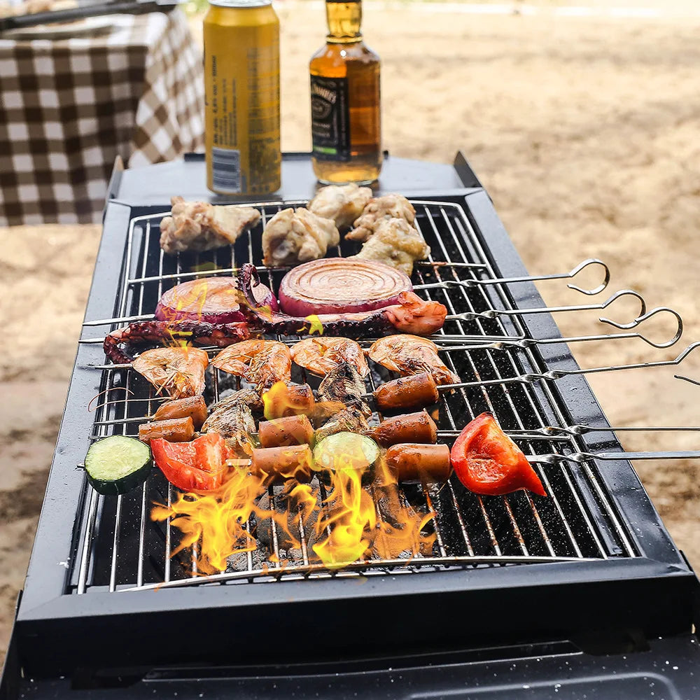 Stainless Steel Barbecue Tools Suit Paper Box Household Outdoor Portable Grill with Cleaning Brush BBQ Combination