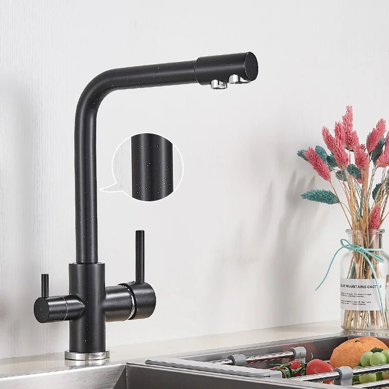 Preto cinza cachoeira torneira da cozinha misturador filtro de água potável torneira da cozinha pia água quente e fria para cozinha - Kasa & Pet