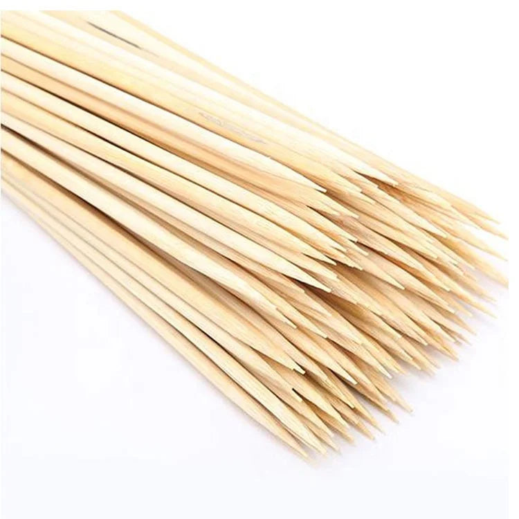 4.0mm Natural Bamboo Skewers in Various Sizes 20cm 25cm 30cm 35cm 40cm 45cm 50cm for Bbq Appetizer Fruit Kabob Grilling Barbecue