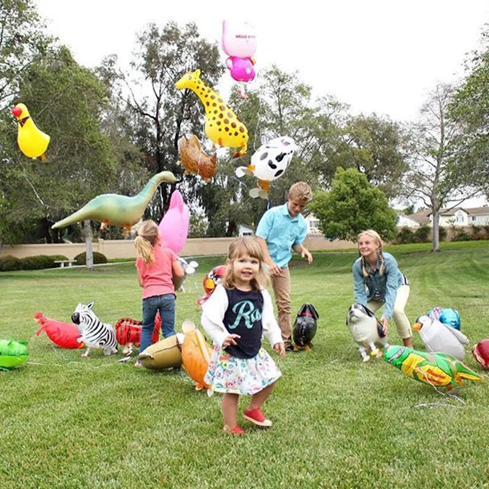 Mixes andando animais balões de hélio bonito gato cão panda dinossauro tigre animal de estimação balões de ar decorações de festa de aniversário crianças e adultos