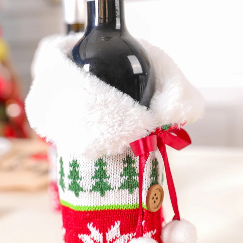 Natal garrafa de vinho capa feliz natal decorações para casa 2025 navidad noel natal ornamentos presente de natal feliz ano novo 2026