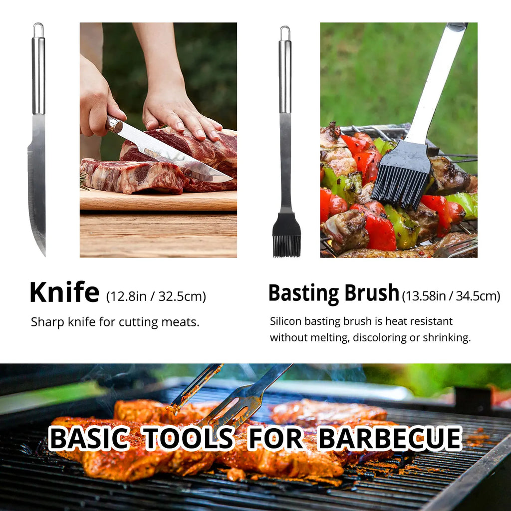 Easy to Carry BBQ Utensil Set Stainless Steel Professional Barbecue Accessories Grill Tool with Bag