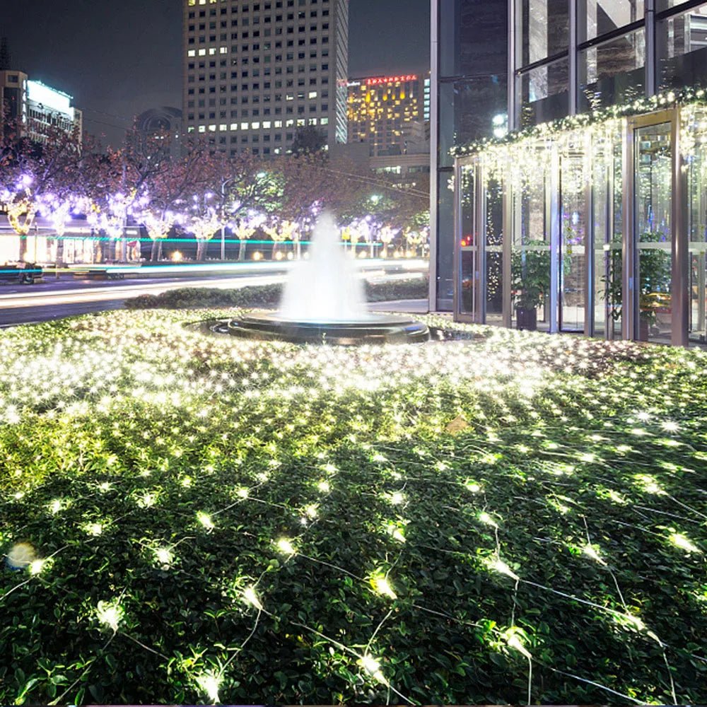 Rede de luzes de natal 6m x 4m led luzes de malha decoração do jardim ao ar livre festão rua guirlanda fada festa de natal decoração de casamento