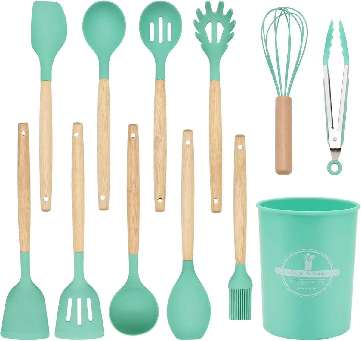 Silicone Cooking Utensils Kitchen Utensil Set - 446°F Heat Resistant Utensils Set Kitchen Gadgets for Nonstick Cookware BPA Free - Kasa & Pet