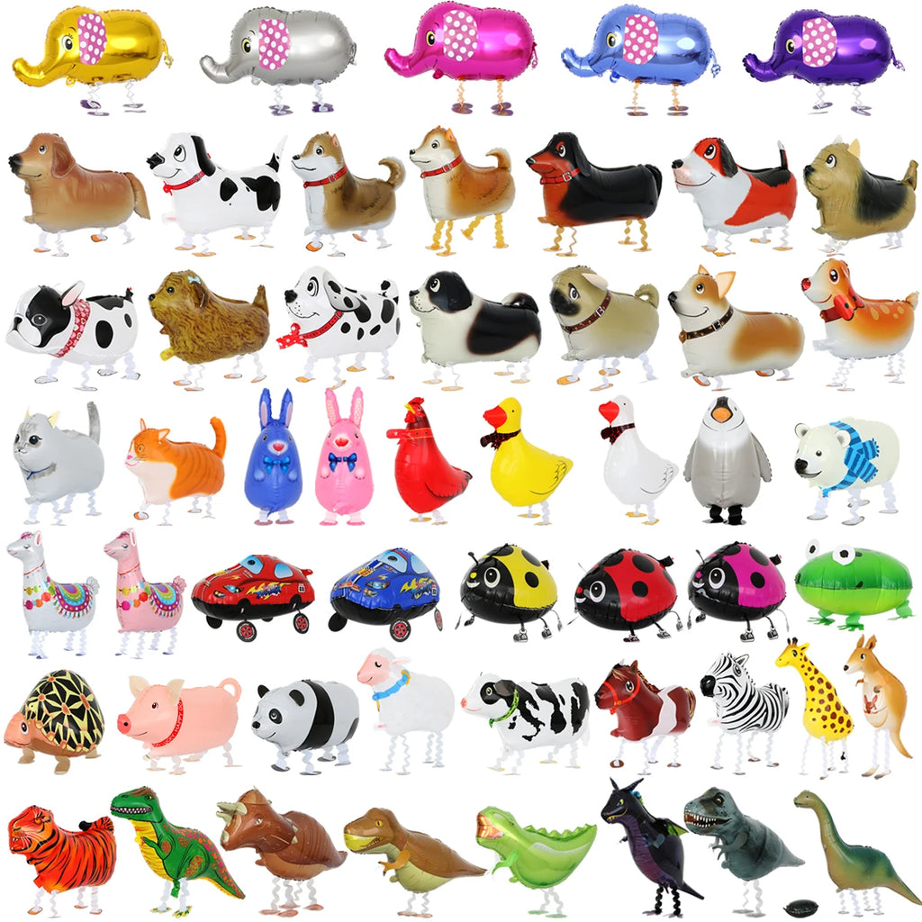 Mixes andando animais balões de hélio bonito gato cão panda dinossauro tigre animal de estimação balões de ar decorações de festa de aniversário crianças e adultos